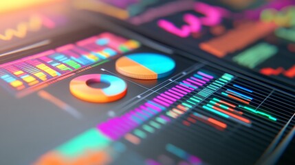 Poster - Vibrant Financial Chart with 3D Style and Natural Light