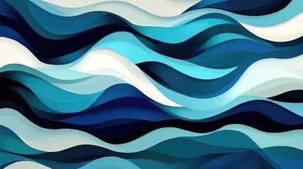Poster - Abstract Waves in Blue and Teal Hues