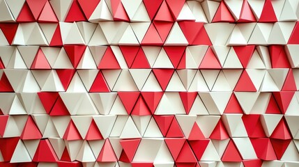 Poster - geometric pattern of red and white triangles