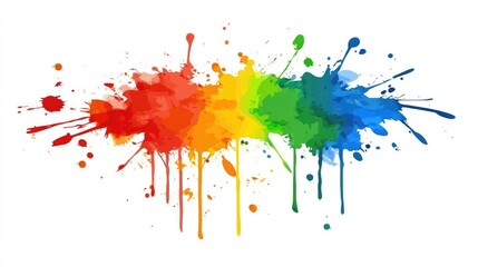 Poster - colorful paint splatters on white background