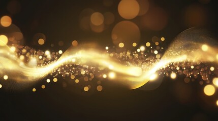 Poster - Golden Wave Background with Glowing Effects
