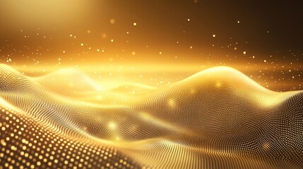 Poster - golden glowing digital wave background design