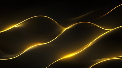 Poster - glowing golden waves on dark background