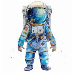 Wall Mural - A colorful astronaut explores the universe with a starry helmet and vibrant space suit