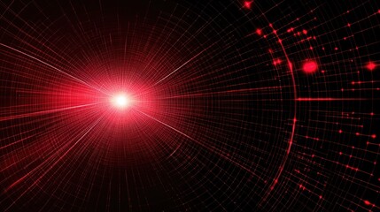 Poster - Glowing Red Digital Grid Background