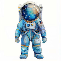 Wall Mural - astronaut in a vibrant spacesuit explores the cosmos with a detailed helmet in a colorful design