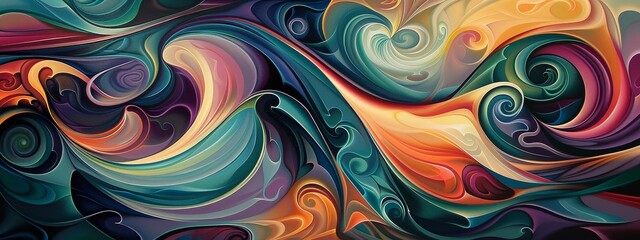 Aufkleber - A vibrant swirl of colors set against a deep black backdrop in a dynamic and engaging abstract painting.