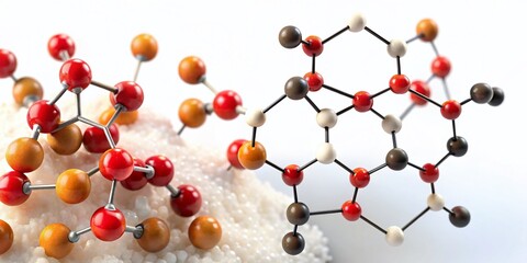 Low Light Photography of Fructose Molecular Structure on White Background for Scientific Visualization