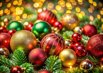 Macro Christmas Banner Images with Festive Ornaments and Decorations for Holiday Celebrations