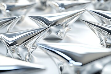 Poster - Metallic spikes on a reflective surface, ideal for modern design elements.