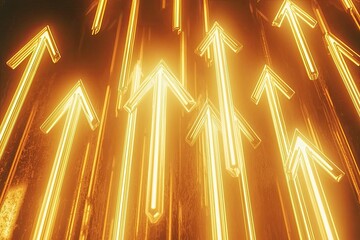 Aufkleber - dynamic glowing arrows in an upward motion against a dark background