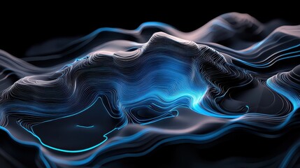 Poster - abstract fractal lines background with topographic map aesthetics for modern design applications
