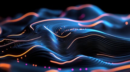 Poster - fractal lines background a vibrant abstract representation of topographic map patterns in digital ar