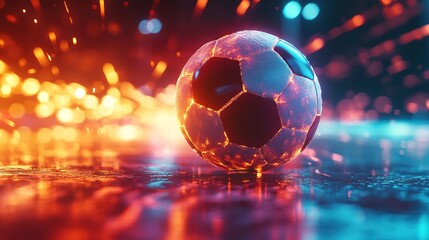 Wall Mural - Soccer ball in glowing motion