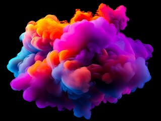 Sticker - A colorful cloud of colored powder on a black background