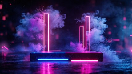 Poster - Experience the Thrill of the Empty Podium Display Stage During Our Thunder Flash Sale Event with Stunning Entertainment Elements