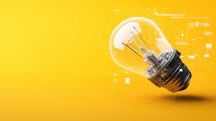 Poster - illuminating the future an incandescent lamp on a vibrant yellow polygonal background for modern des