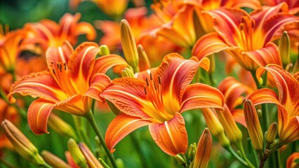 Wall Mural - Vibrant orange daylilies in full bloom , flowers, daylilies, vibrant, orange, bloom, garden, summer, plant, petals