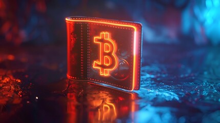 Wall Mural - An electronic wallet with a luminous three dimensional cash symbol hovering over it