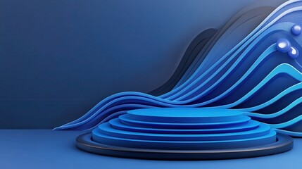 Poster - exploring the future of generative ai a blue podium against a rich blue background