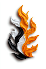 Wall Mural - Vibrant textures of flame an artistic representation in black white and orange