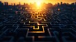 © HoursStudio - Navigating the Intricacies of a City Maze at Sunset A Captivating Urban Landscape Exploration