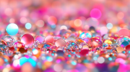 Poster - Numerous colorful circles create a luminous bokeh background, offering a vibrant and dreamy visual experience perfect for artistic projects