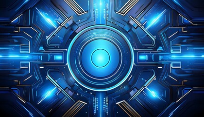 Aufkleber - Abstract blue futuristic technology background with glowing lines.