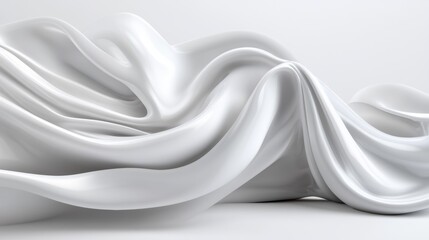 Poster - The smooth, wavy lines of a white textured surface flow gracefully, showcasing layers that add depth and tranquility to the atmosphere