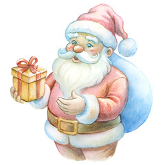 Wall Mural - hand drawn Santa gives gifts. Merry Christmas concept