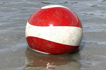 Colorful Beach Ball Floating in Pool Water on Summer Day