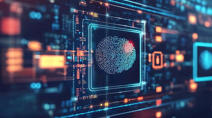 Aufkleber - Exploring the intersection of digital fingerprints and futuristic circuit boards in modern technology applications