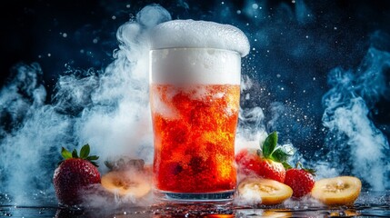 Aufkleber - Refreshing Drink with Bubbles and Fresh Ingredients