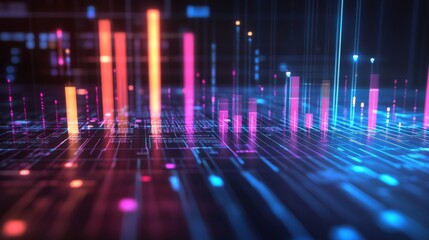 Poster - Futuristic Data Visualization with Colorful Bars
