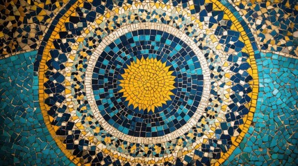 Poster - Islamic design mosaic wall offering a distinctive background with copy space