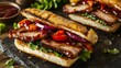 © Plaifah - Savory Grilled Meat Sandwich with Fresh Toppings
