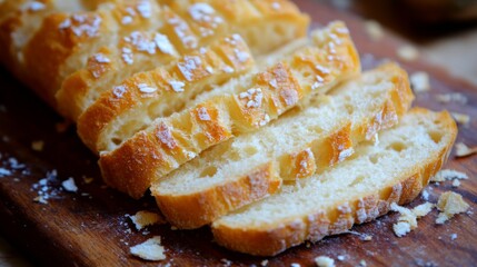 Poster - Freshly Sliced Loaf of Bread on Wooden Board