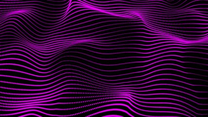 Poster - Abstract purple dot line with a dynamic wave. Abstract digital particle and dot wave light abstract background, animation cyber, or technology background.