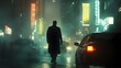 © Siriroj - Ethereal Being Traversing the Surreal Cityscape on a Rainy Night