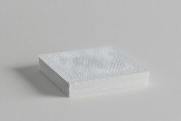 Poster - Stack of white textured paper cards on a white background.