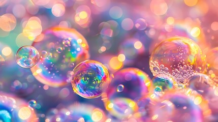 Wall Mural - Bright bubbles that fizz in water release colorful dyes
