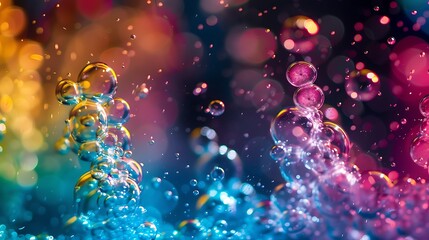 Wall Mural - Bright bubbles that fizz in water release colorful dyes