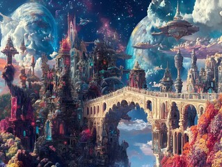 Fantastical Realms Where Narrative Governs Physical Reality   Visually Striking Surreal Cityscape Brimming with Imaginative Details