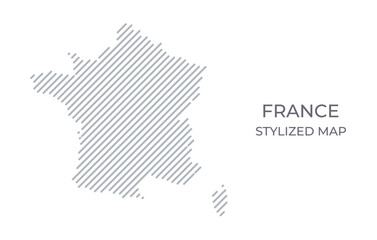 Stylized linear map of France in minimalistic style. Vector illustration of the map of the country.