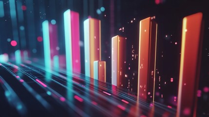 Fototapete - Abstract Data Visualization With Vibrant Colors