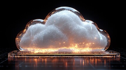 Poster - Futuristic Cloud Computing Concept Data Storage Network with Glass Cloud