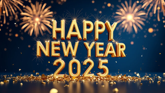Happy New Year 2025 Banner Design, Festive Holiday Greeting Template for Celebrations