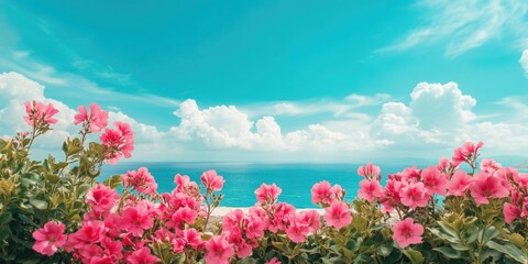 Canvas Print - Pink Flowers on Green Field