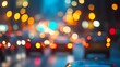 © LookChin AI - Vibrant City Traffic Bokeh with Clear Center Space for Text