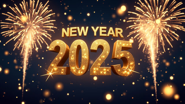 Happy New Year 2025 Banner Design, Festive Holiday Greeting Template for Celebrations